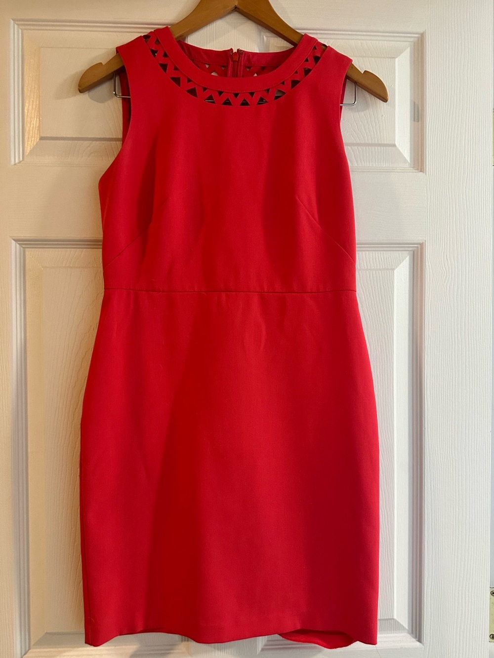 LOFT - Coral Red/Pink Sheath Dress with Cutout Neckline